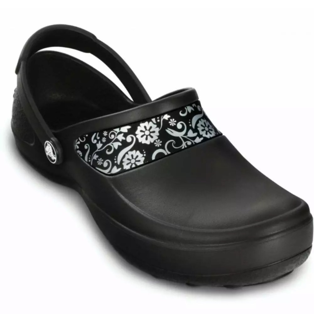 CROCS Floral Stripe Mercy Work Clogs Size 7